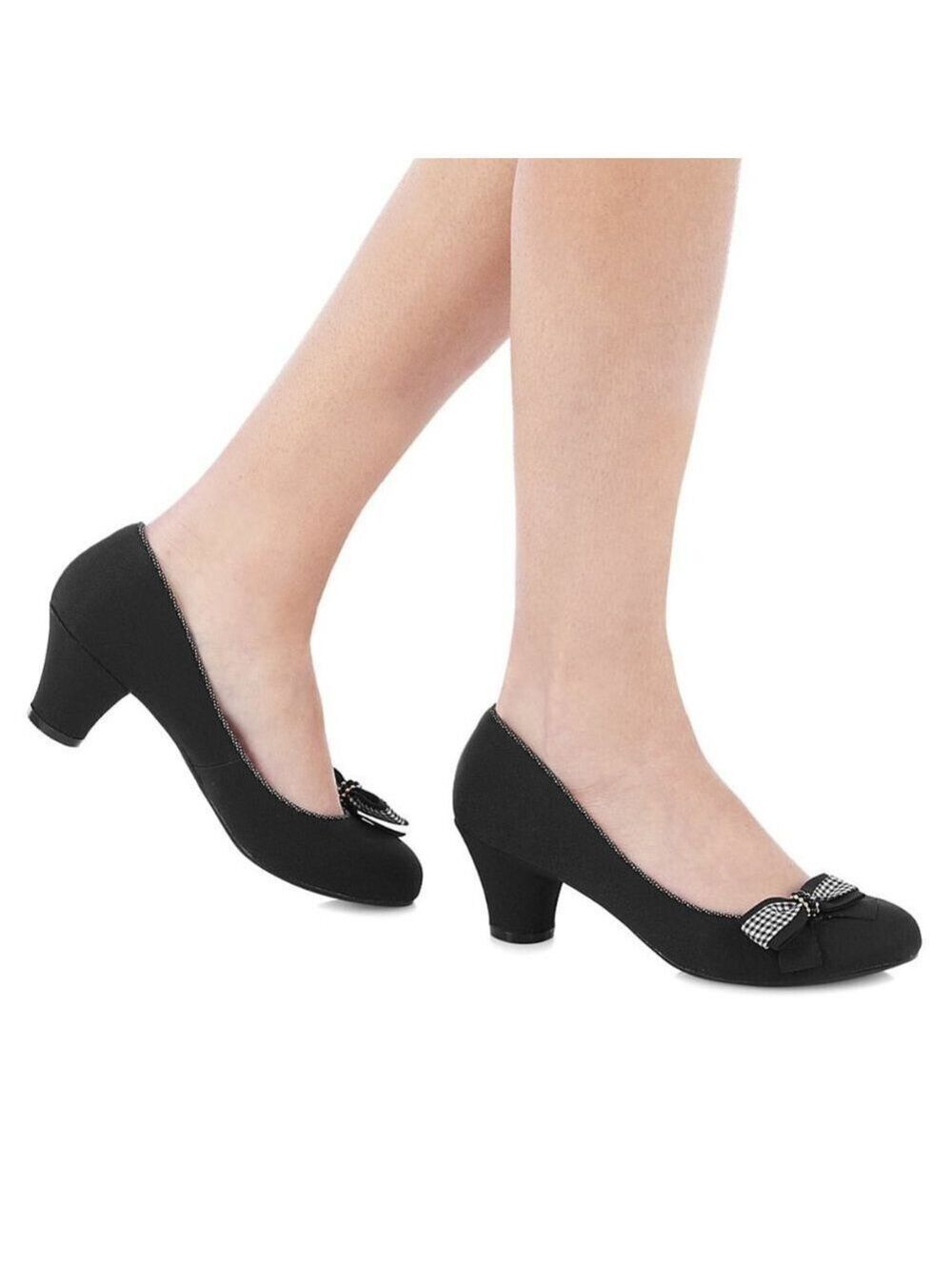 Ruby Shoo Black Satin Lily Pump Heels Size 7